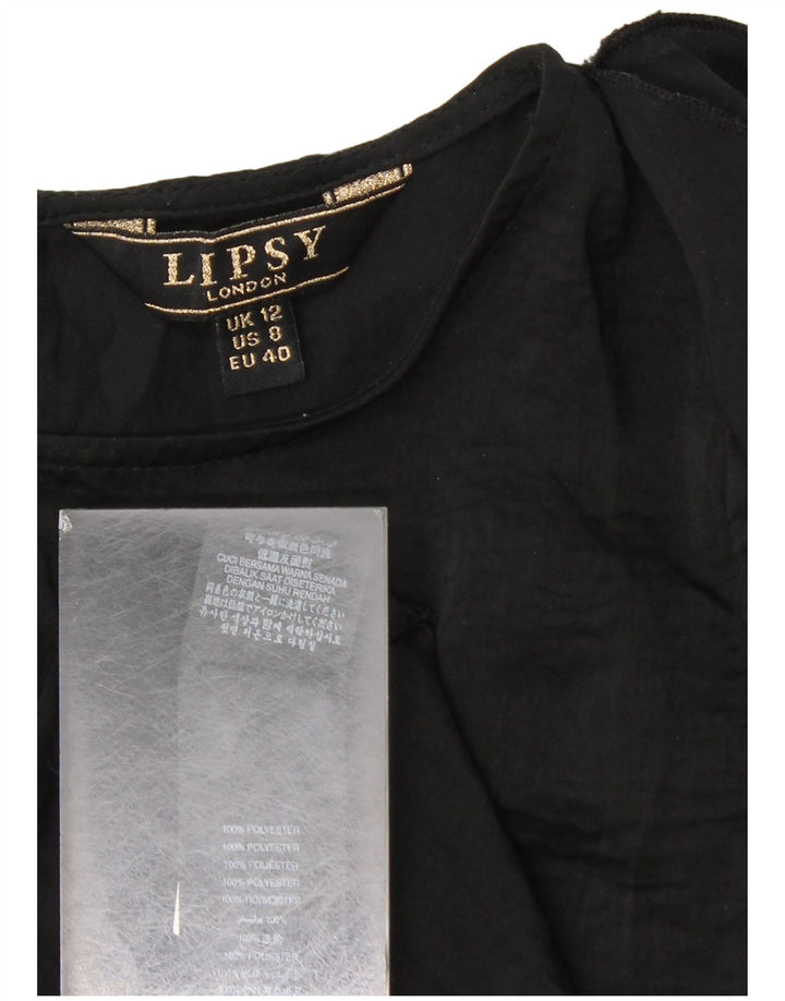 Женская блузка с длинным рукавом Lipsy Top UK 12, средний черный полиэстер