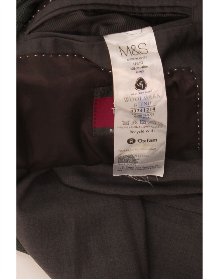 Мужской пиджак на двух пуговицах Marks & Spencer UK 40, средний серый, шерстяной