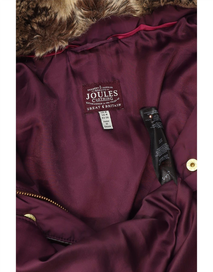 JOULES Женское длинное стеганое пальто с капюшоном UK 8, маленький фиолетовый, полиэстер