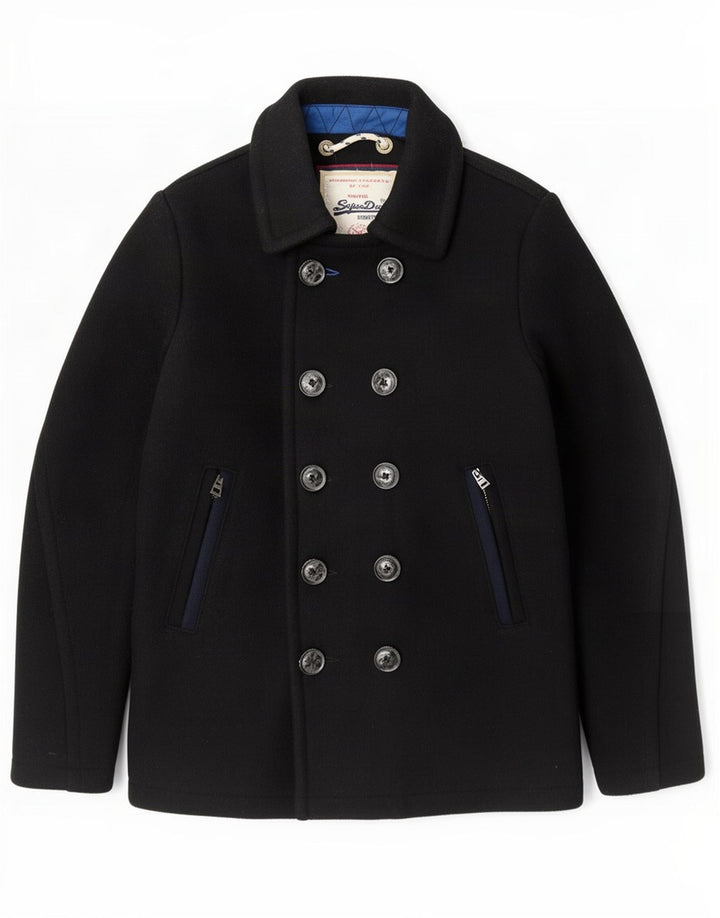 Мужское бушлат Superdry UK 40, большой черный, шерсть