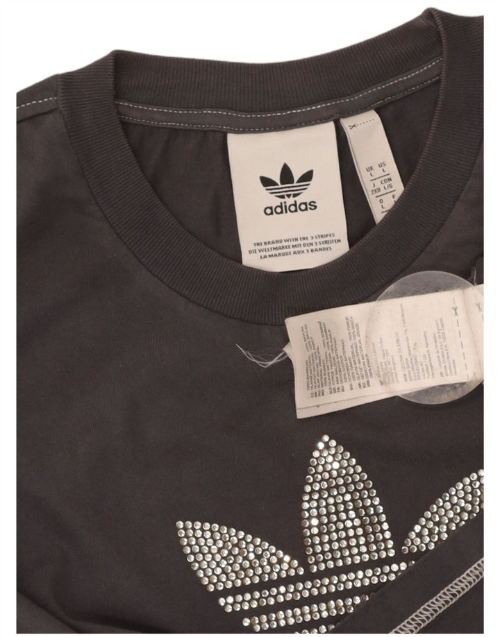 ADIDAS Mens Graphic T-Shirt Top Large Grey Cotton