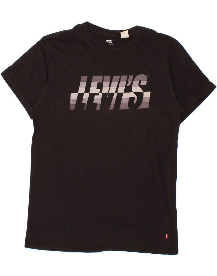 LEVI'S Mens Graphic T-Shirt Top Medium Black Cotton Vintage Levi's and Second-Hand Levi's from Messina Hembry 