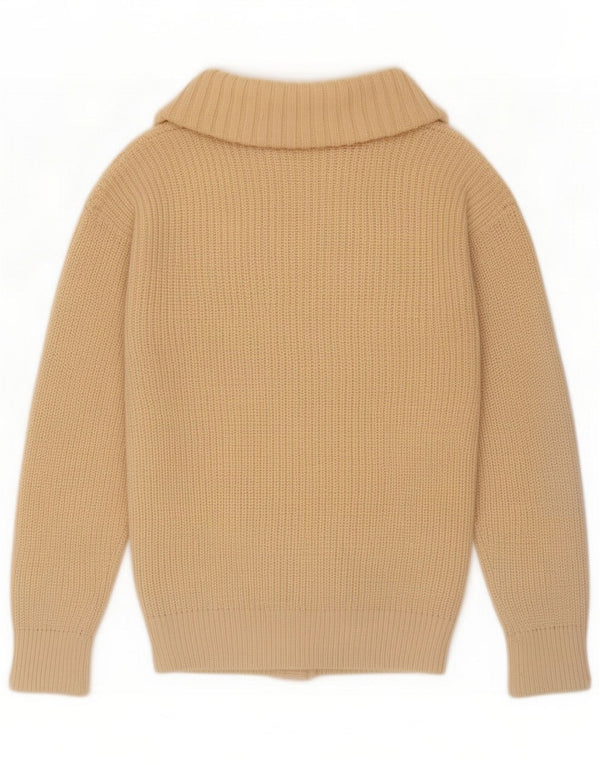 Vintage Mens Cardigan Sweater Medium Beige Wool