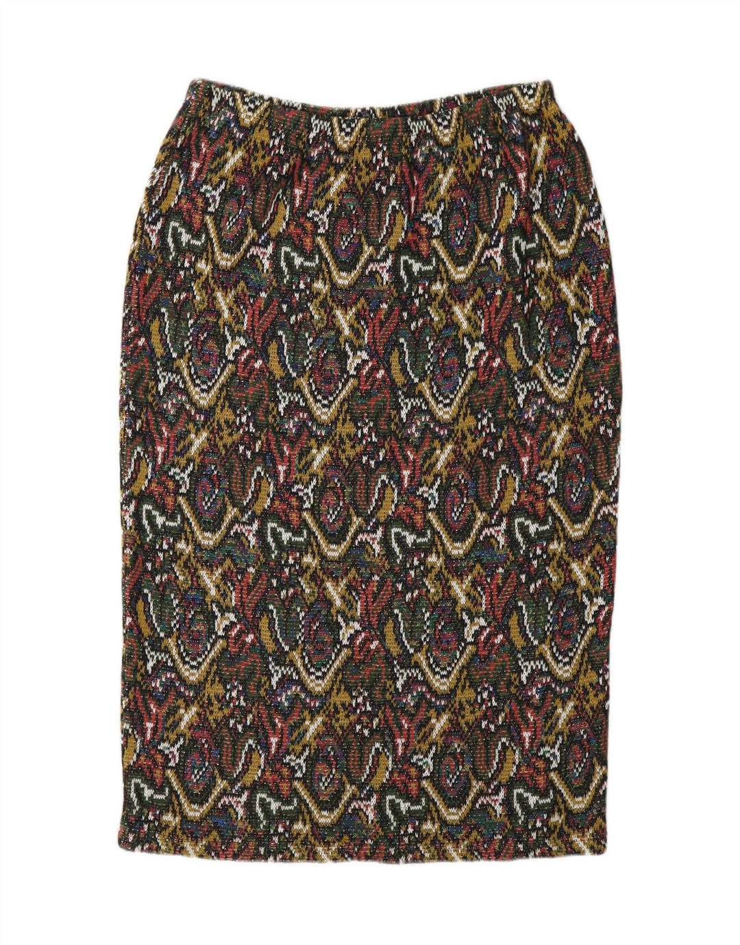 VINTAGE Womens Abstract Pattern Midi Skirt Large W32 Multicoloured Cotton