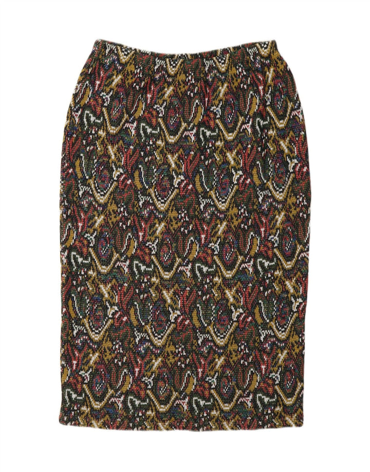 VINTAGE Womens Abstract Pattern Midi Skirt Large W32 Multicoloured Cotton