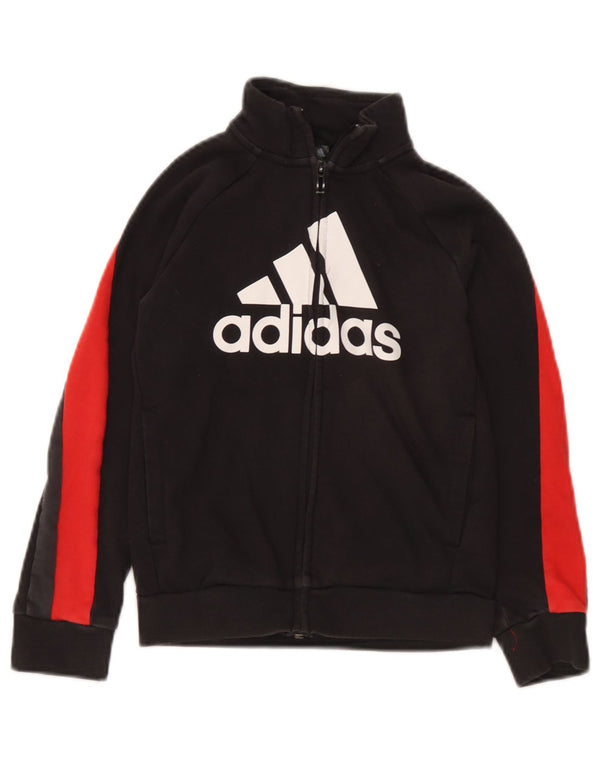 Спортивный костюм Adidas для мальчиков с графическим рисунком, верхняя куртка 7-8 лет, XS, черный с цветными блоками