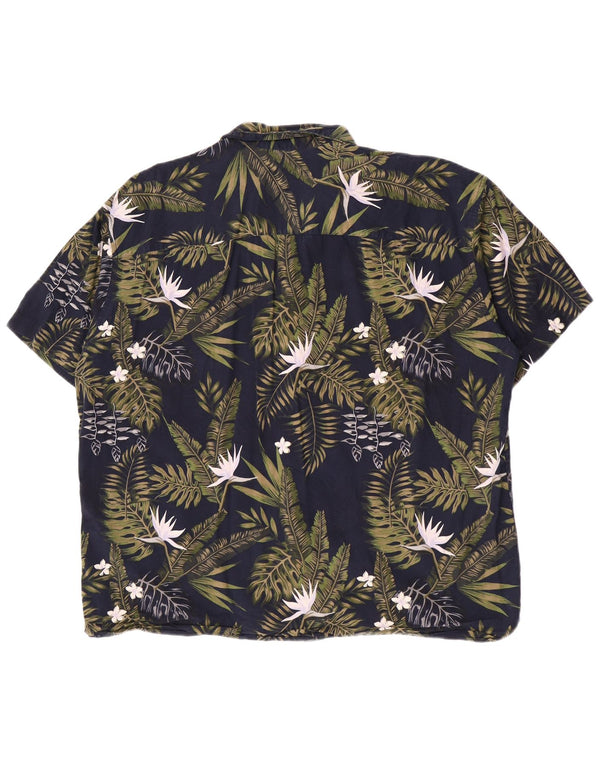Мужская рубашка с коротким рукавом Jack & Jones 2XL, темно-синяя, хлопковая с цветочным принтом