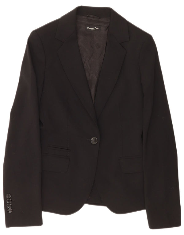 Женский пиджак на 1 пуговице Massimo Dutti EU 38, маленький, черный, шерстяной