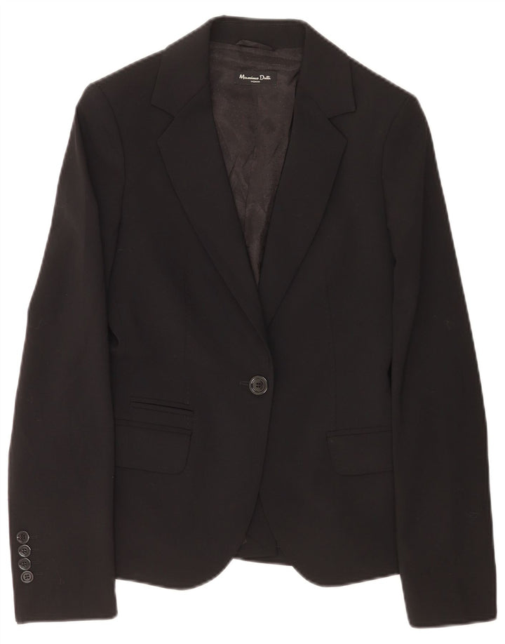 Женский пиджак на 1 пуговице Massimo Dutti EU 38, маленький, черный, шерстяной