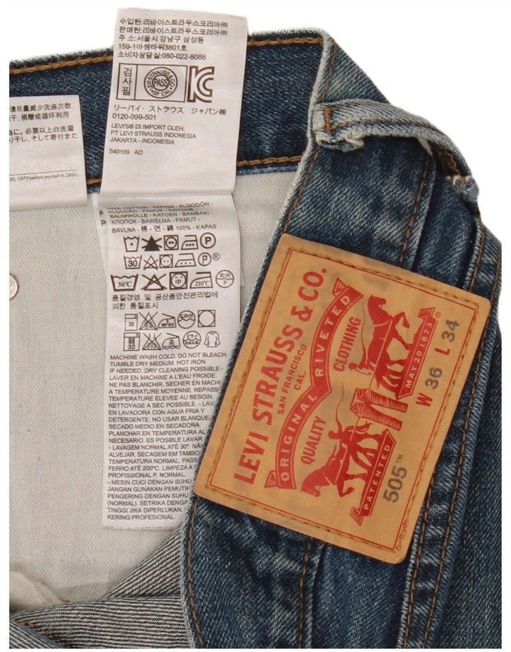 Мужские прямые джинсы Levi's 505 W36 L34 синие, хлопок