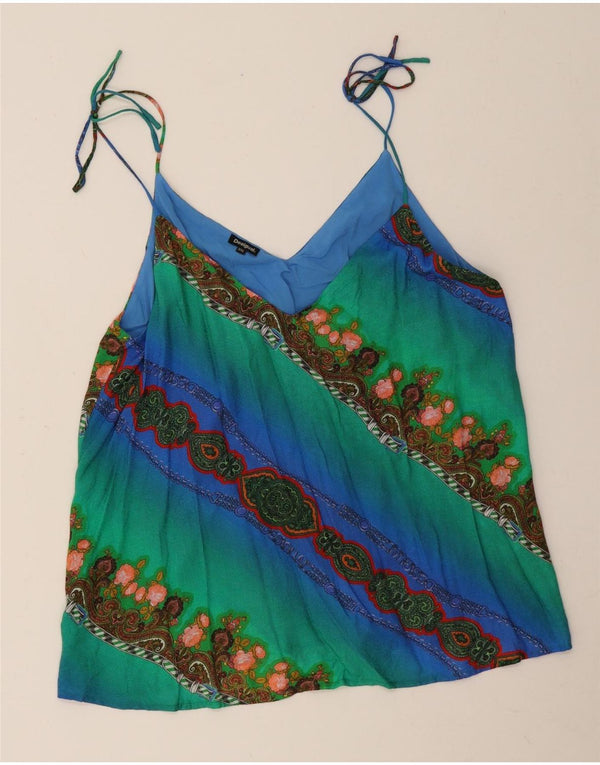 Женский топ на бретельках с рисунком Desigual UK 20 2XL, разноцветная вискоза с узором пейсли