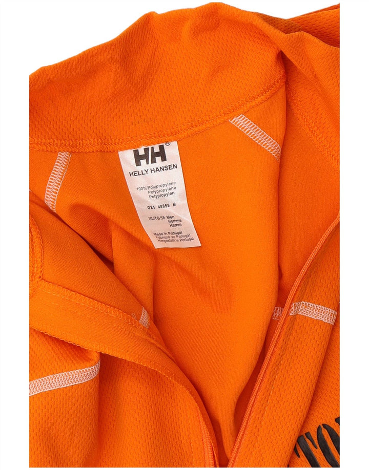 HELLY HANSEN Mens Graphic Zip Neck Pullover Tracksuit Top XL Orange