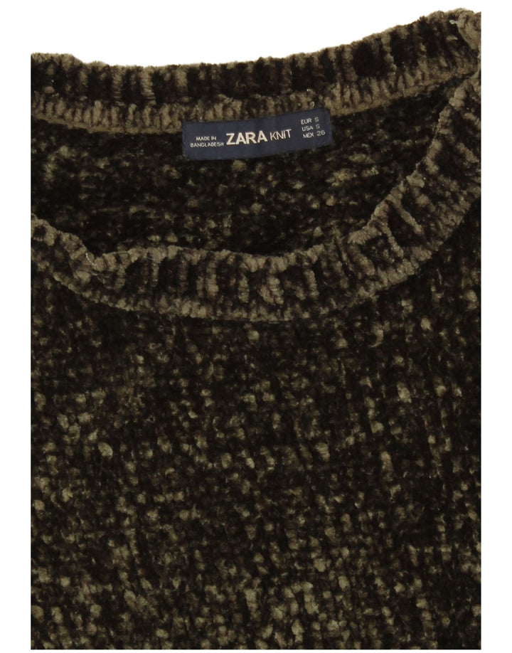 Женский свободный джемпер с вырезом «лодочка» Zara UK 10, маленький, цвет хаки, полиэстер