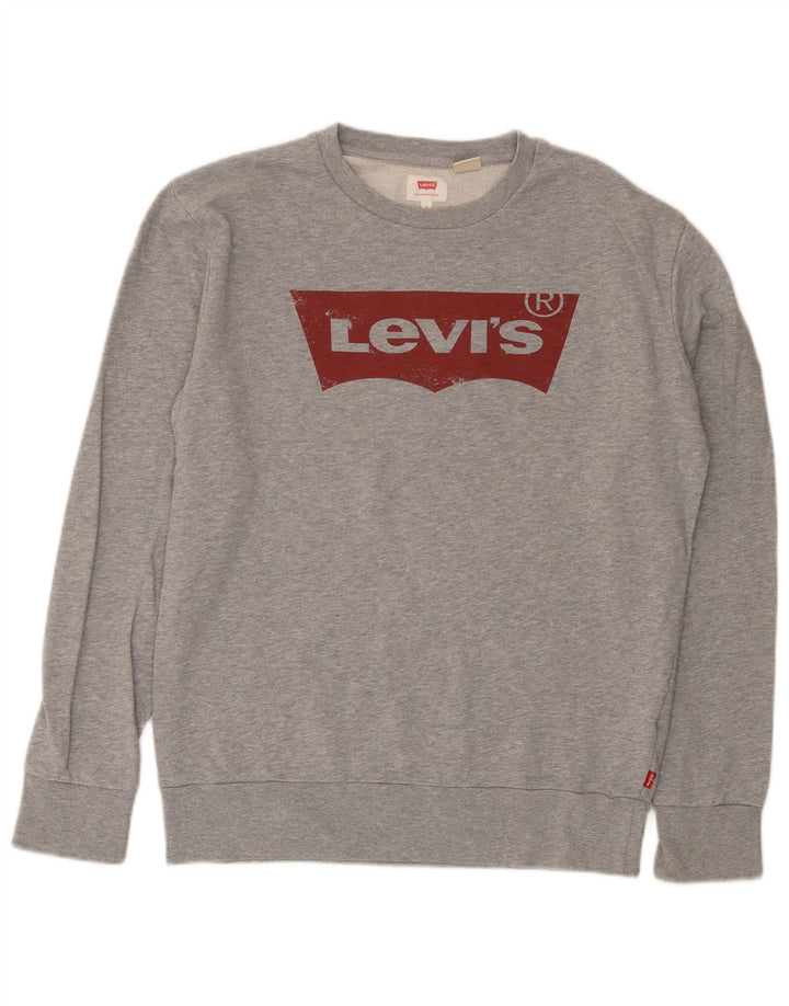 Мужской свитшот с рисунком Levi's, маленький серый хлопковый джемпер
