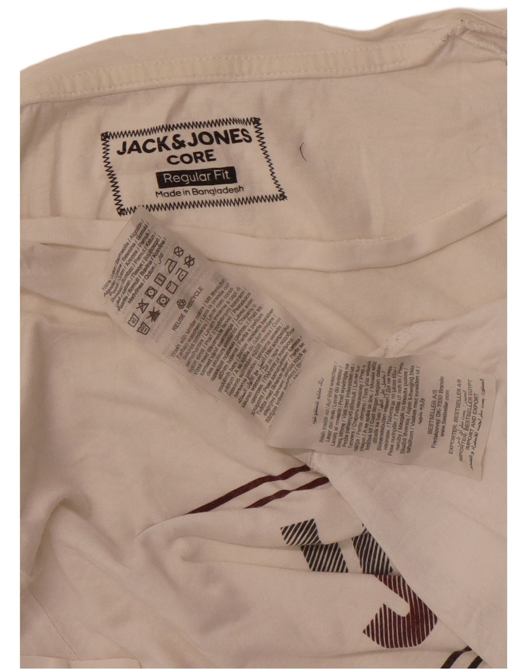 Мужская футболка с рисунком Jack & Jones стандартного кроя, топ среднего размера, белый хлопок