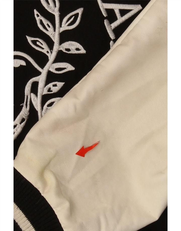 Мужская университетская куртка Pull & Bear Paris UK 38, средний черный цвет с цветными блоками