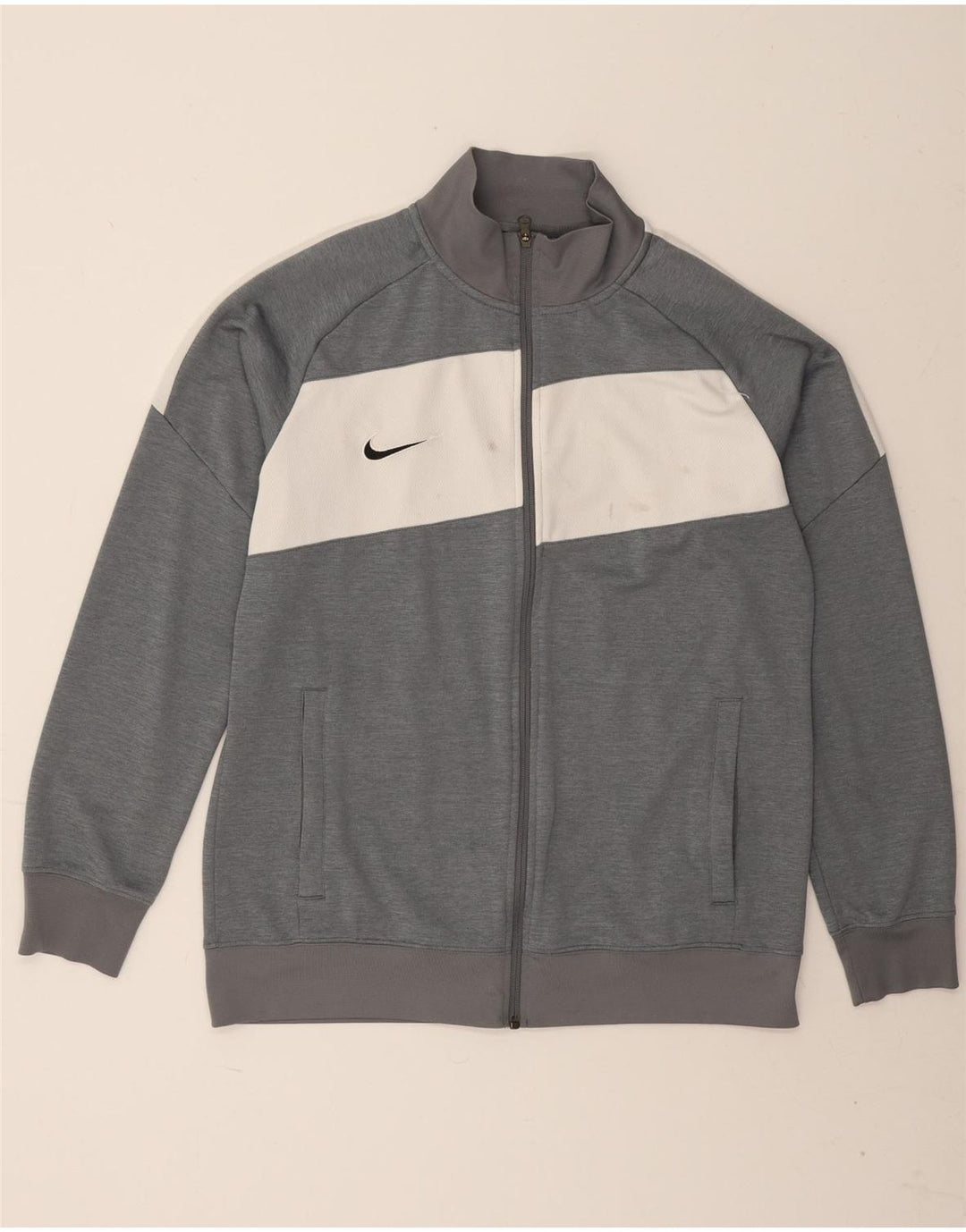 Мужская спортивная куртка Nike Dri Fit, большая серая полиэстер с цветными блоками