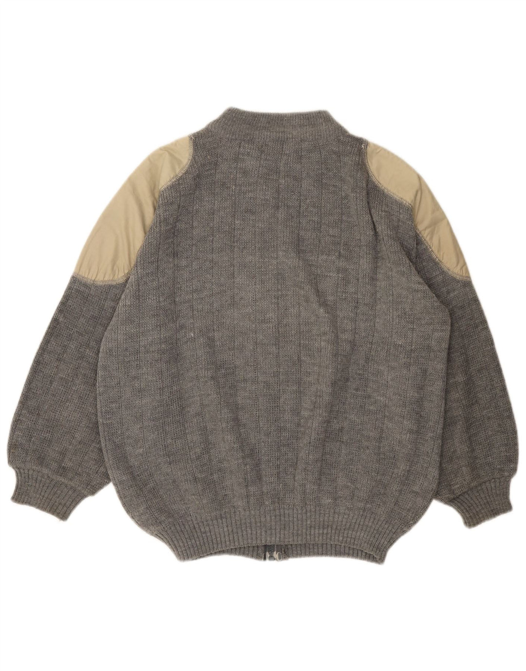 ВИНТАЖНЫЙ женский кардиган-свитер UK 18 XL Серый с цветными блоками