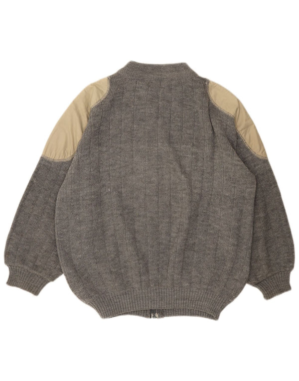 ВИНТАЖНЫЙ женский кардиган-свитер UK 18 XL Серый с цветными блоками