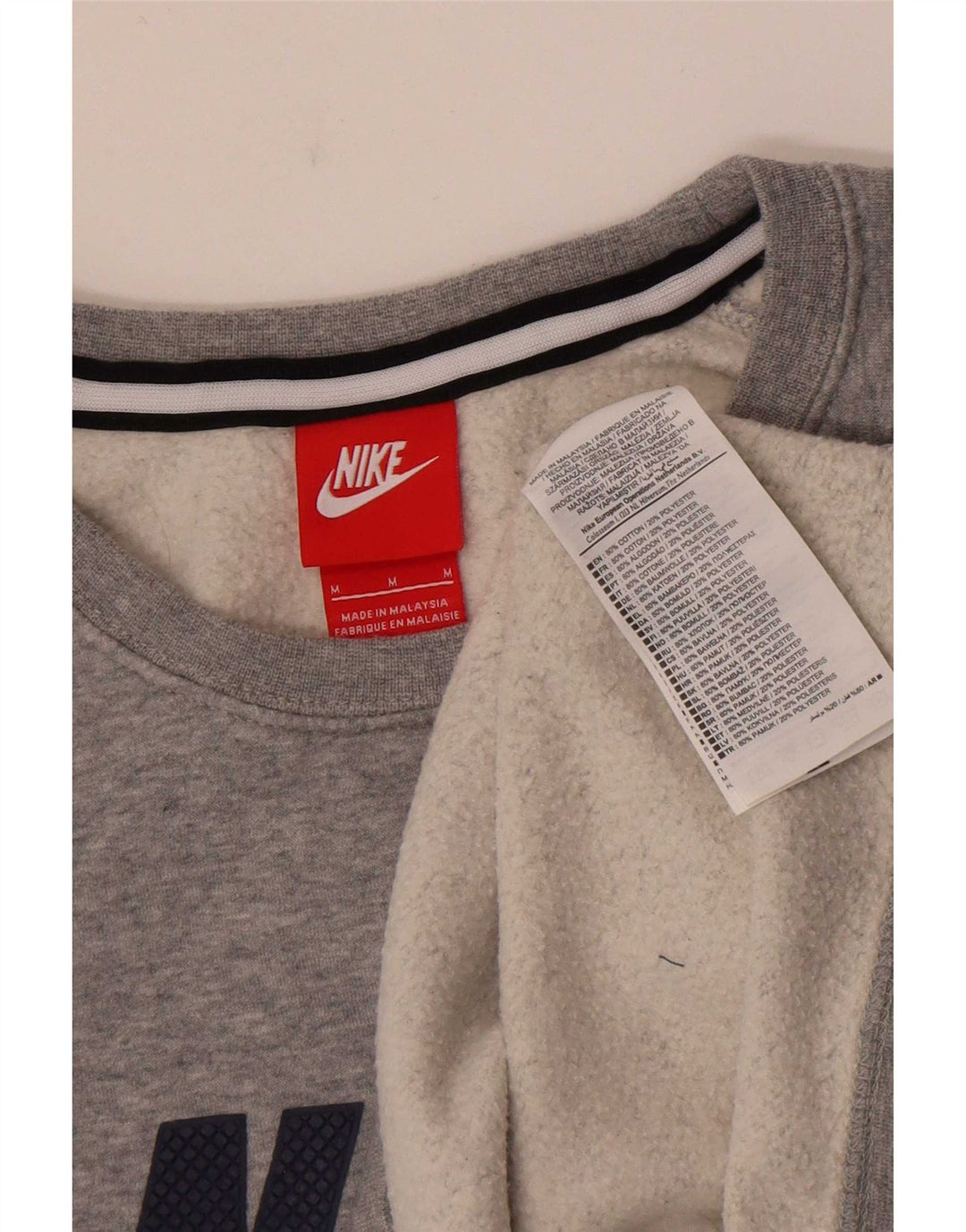 Мужской свитшот с рисунком Nike, хлопковый джемпер среднего серого цвета с крапинками
