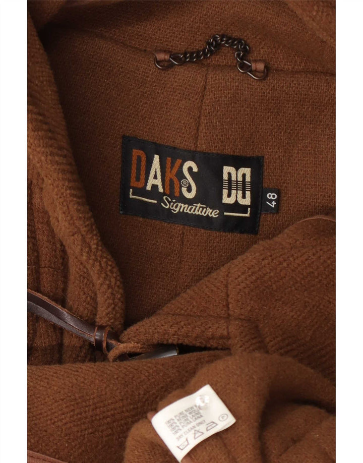 DAKS Мужской дафлкот с капюшоном IT 48 Medium Brown Wool