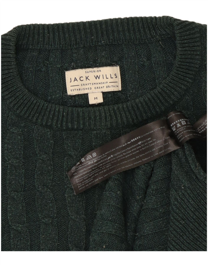Мужской джемпер с круглым вырезом Jack Wills, средний зеленый шерстяной свитер