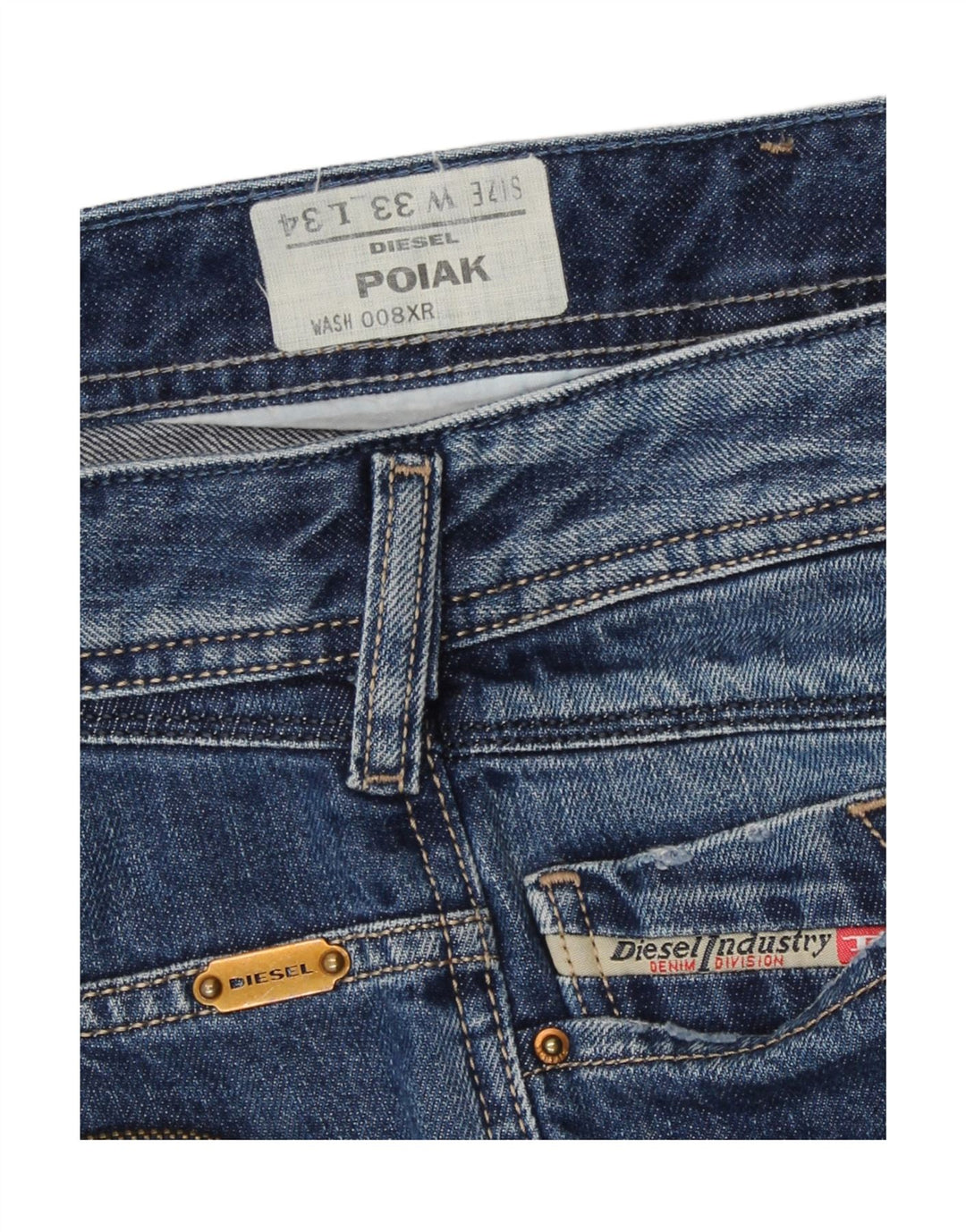 Мужские прямые джинсы Diesel Poiak W33 L30, синий хлопок