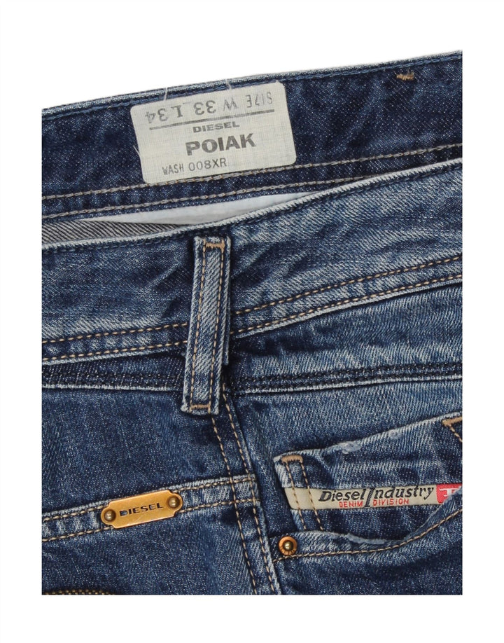 Мужские прямые джинсы Diesel Poiak W33 L30, синий хлопок