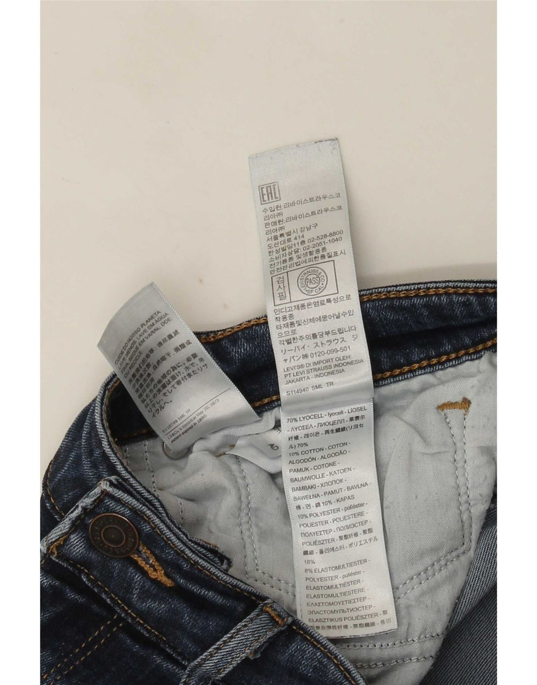 Женские джинсы Levi's Slim 712 W27 L30 синие из лиоцелла