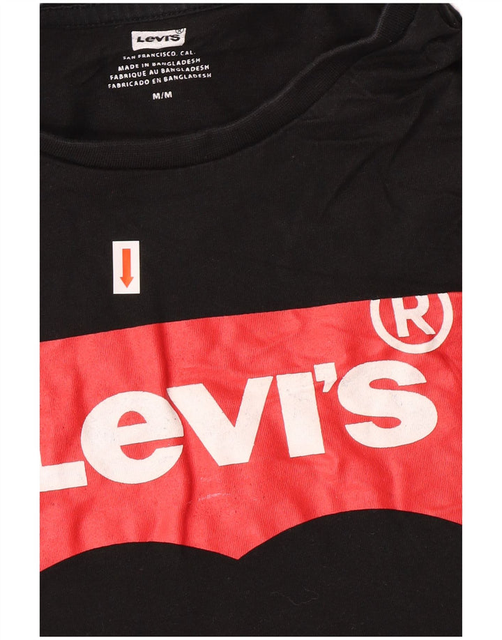 Мужская футболка с рисунком Levi's, верх среднего размера, черный хлопок, хлопок