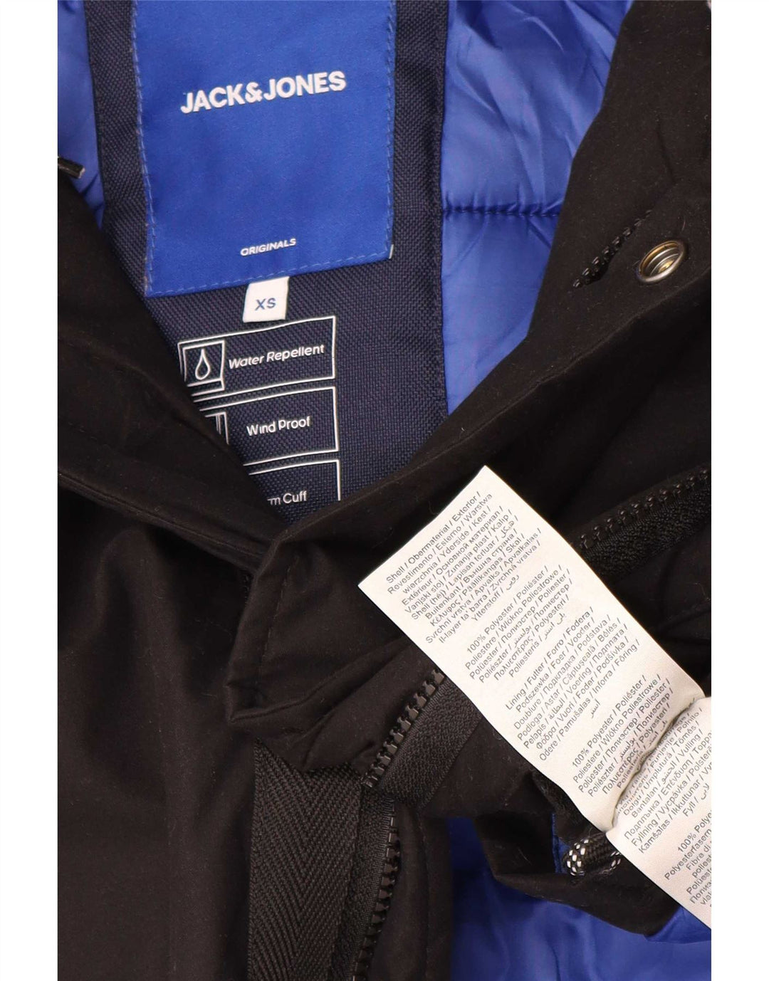Мужская парка Jack & Jones с капюшоном UK 34 XS, черный полиэстер