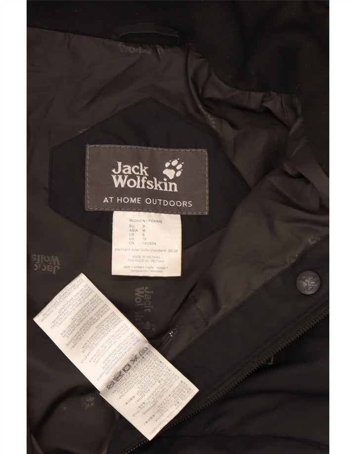 Женское стеганое пальто с капюшоном Jack Wolfskin UK 10, маленький черный полиэстер