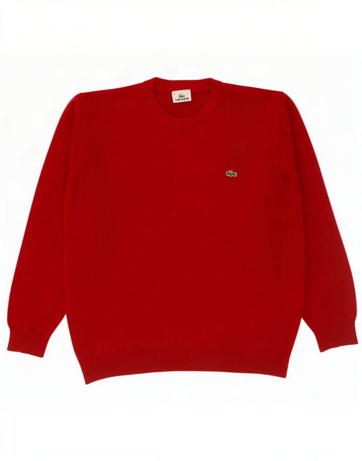 Мужской свитер Lacoste с круглым вырезом, размер 5, большой, красный, шерстяной