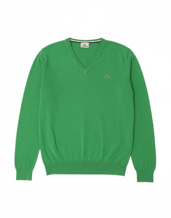 Мужской джемпер с v-образным вырезом Lacoste, размер 4, средний зеленый