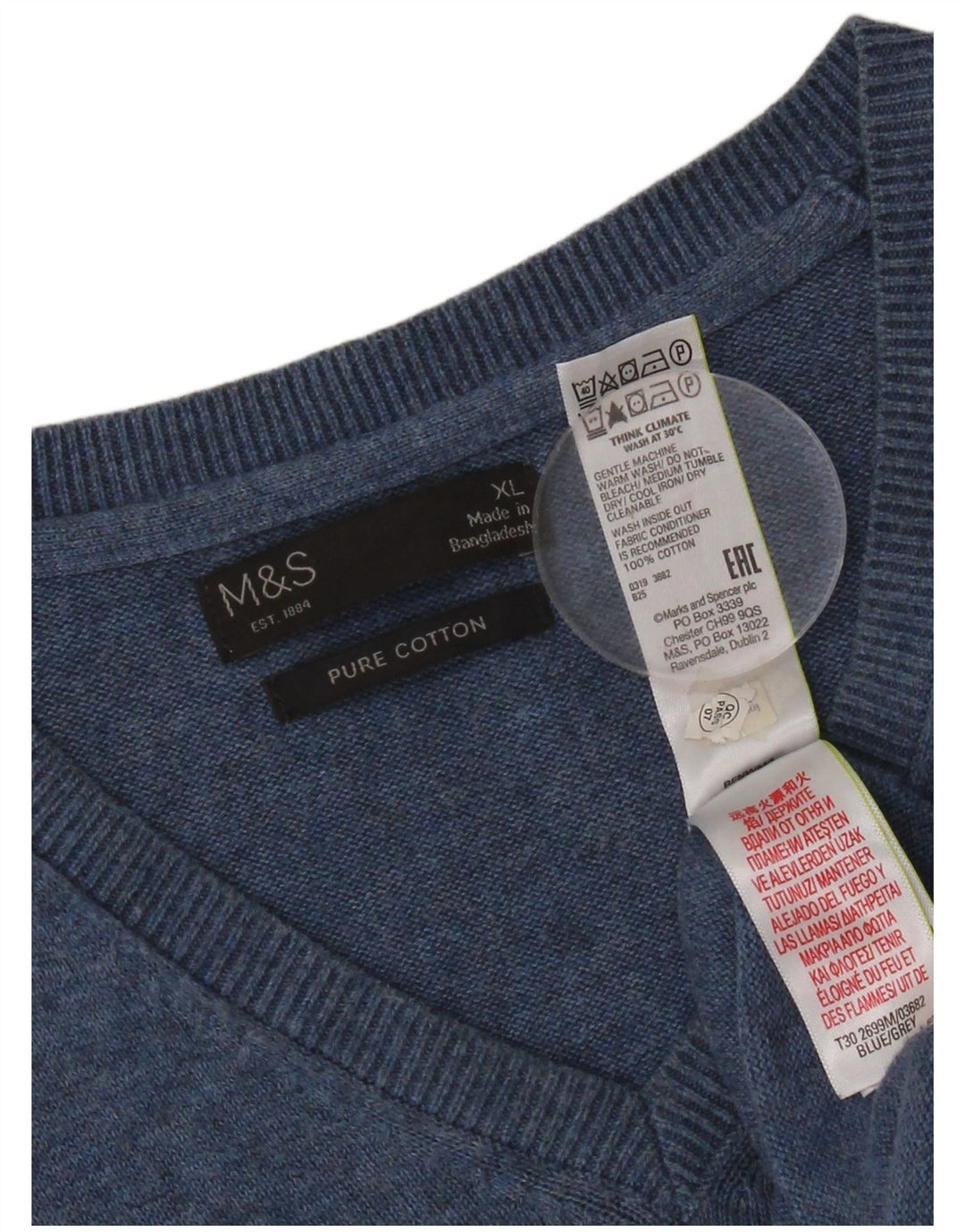 Мужская майка Marks & Spencer, XL, синий хлопок