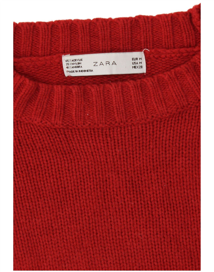 Женский джемпер с вырезом «лодочка» Zara UK 12, средний красный