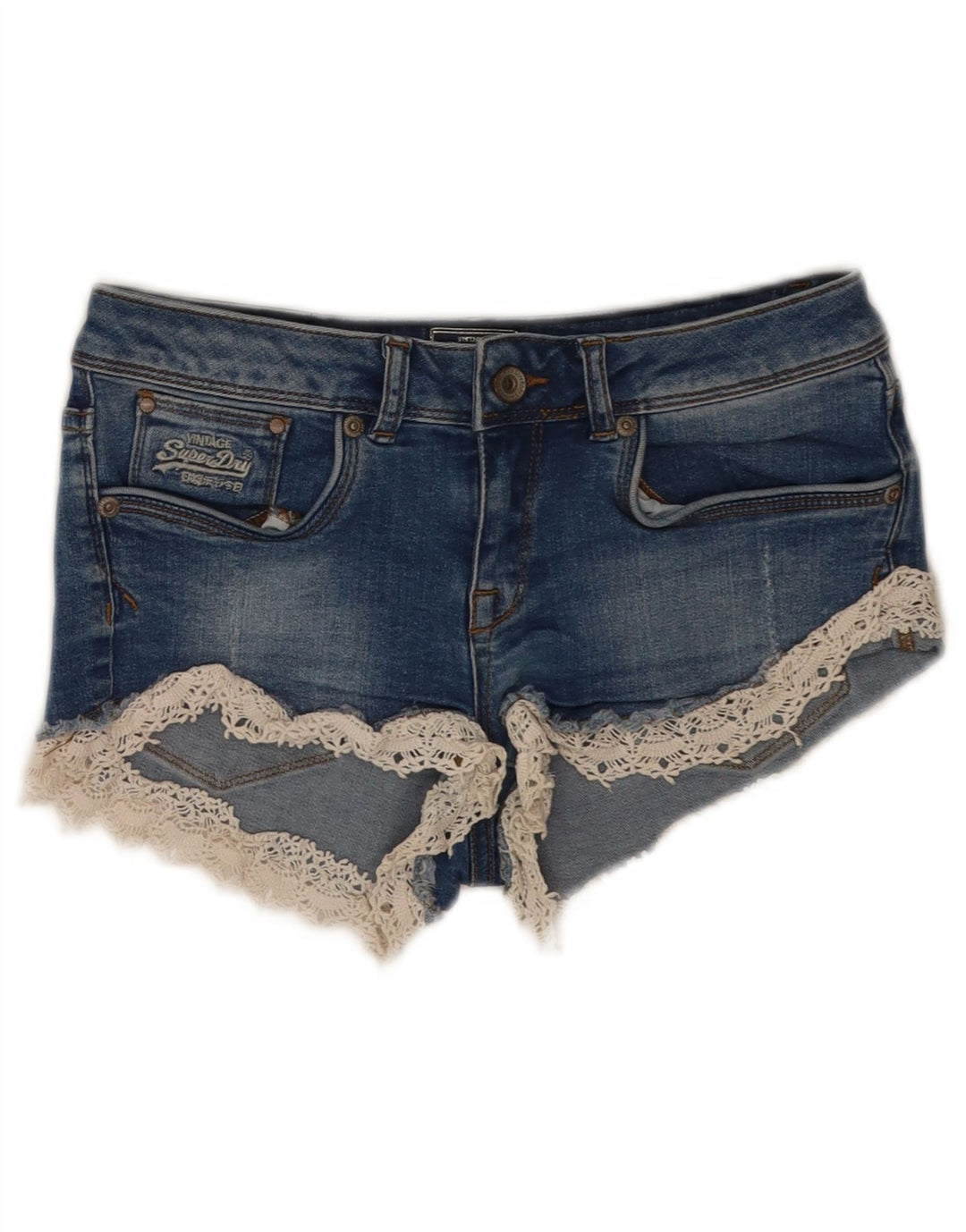 Женские джинсовые шорты Superdry W26, маленькие синие, хлопок