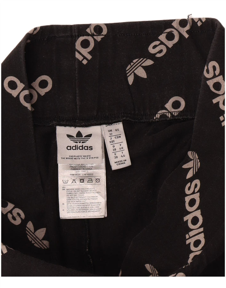 Женские леггинсы Adidas с рисунком UK 12, средний черный хлопок, черный