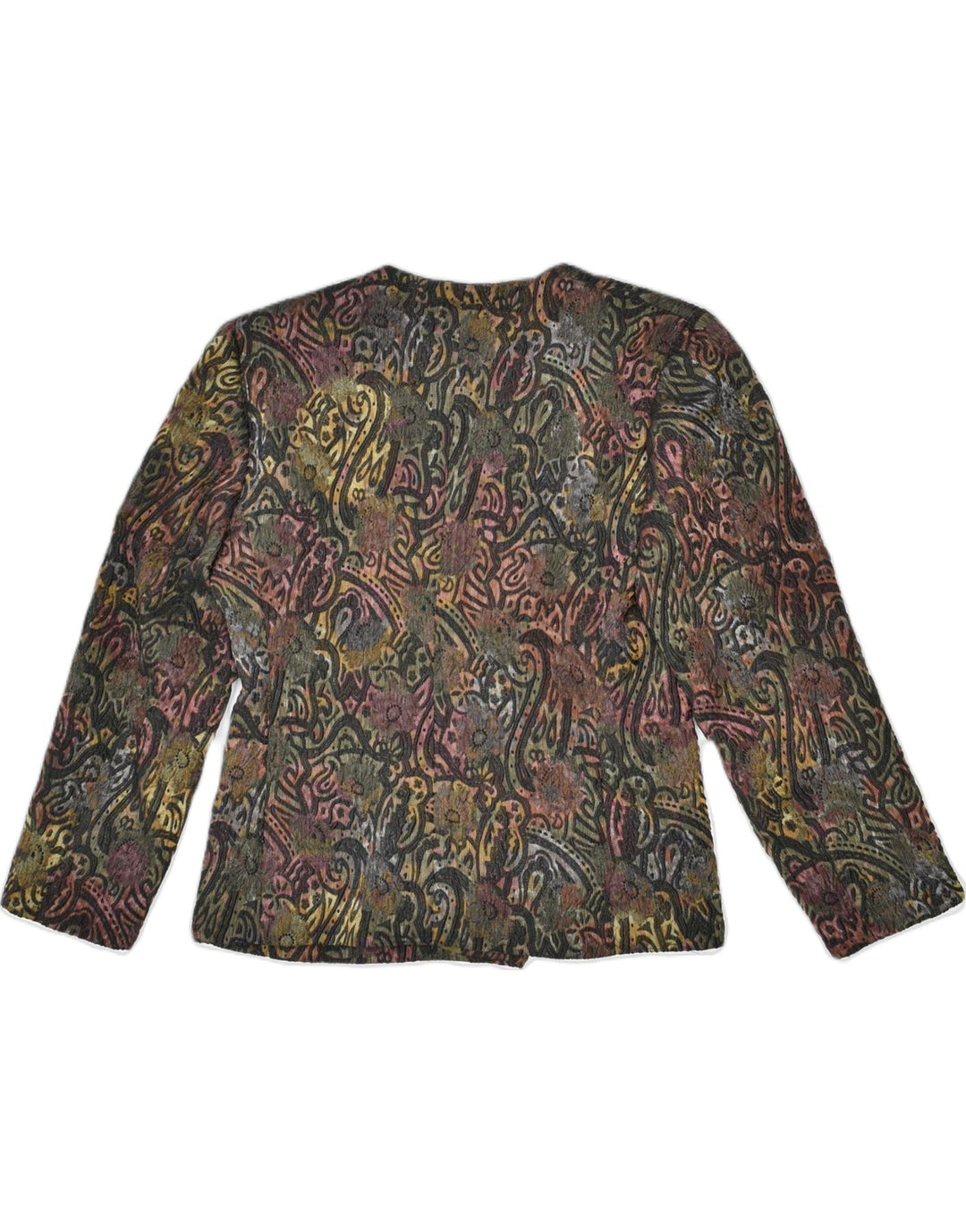 VINTAGE Womens 4 Button Blazer Jacket UK 10 Small Khaki Floral | Vintage | Thrift | Second-Hand | Used Clothing | Messina Hembry 