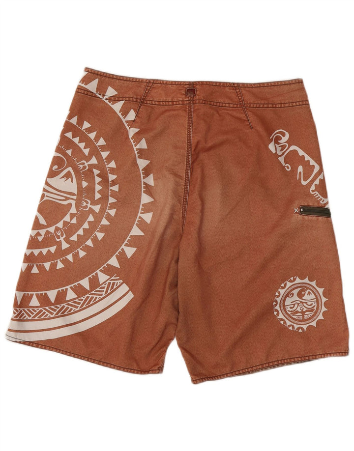 Мужские шорты для плавания Quiksilver с графическим рисунком, средний коричневый, полиэстер с геометрическим рисунком