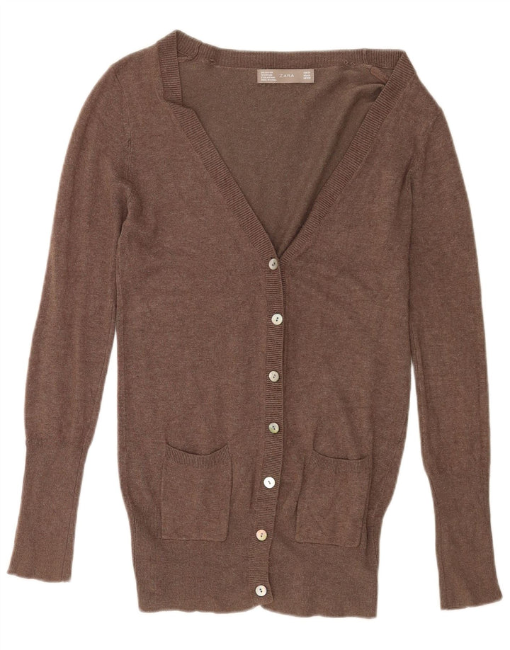 Женский кардиган Zara UK 12, средний коричневый вискоза