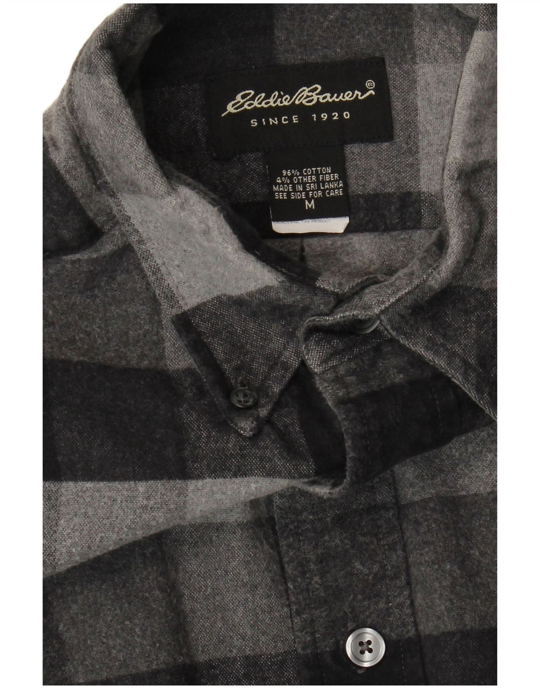 Мужская фланелевая рубашка Eddie Bauer среднего серого цвета в мелкую клетку, хлопок