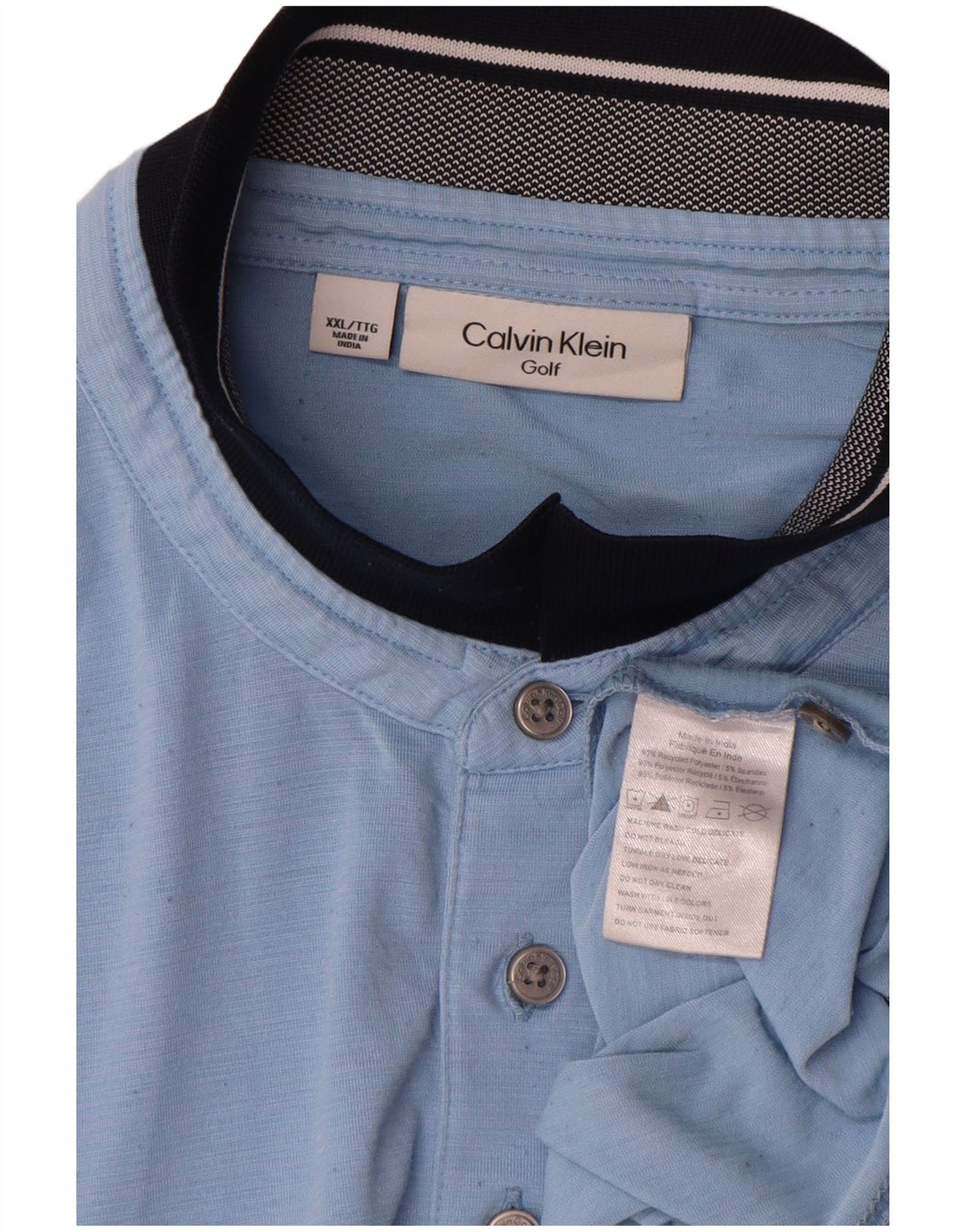 Мужская рубашка-поло Calvin Klein 2XL, синяя, полиэстер