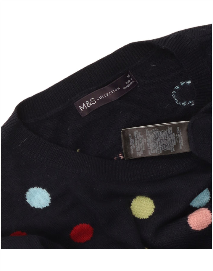 Женский джемпер с круглым вырезом MARKS & SPENCER UK 14, средний темно-синий