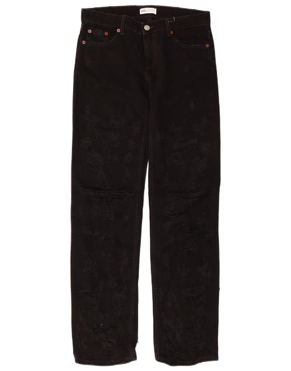 Женские прямые джинсы Zara с низкой талией EU 38 Small W28 L34, черные
