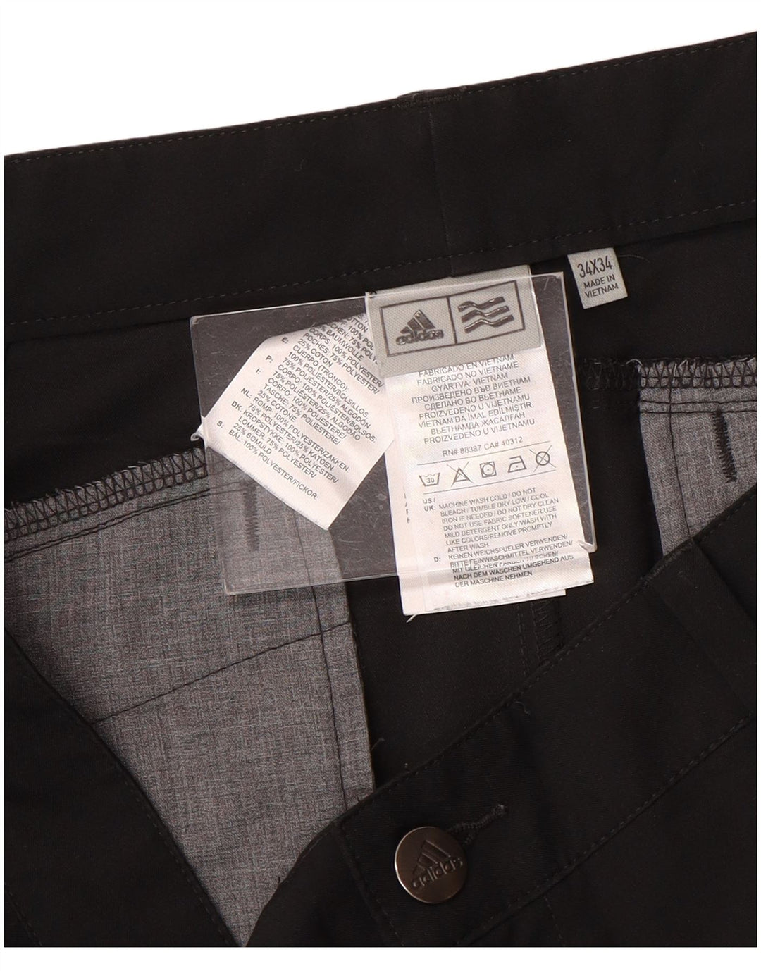 Мужские брюки-чинос Adidas Slim W34 L34, черный полиэстер