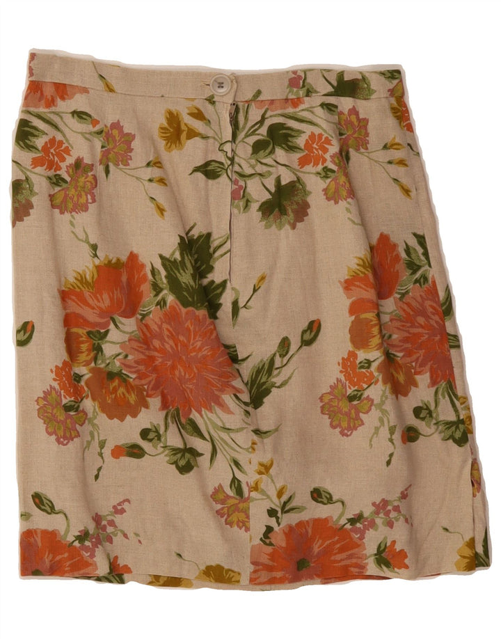 VINTAGE Womens Mini Skirt W28 Medium Beige Floral Vintage Vintage and Second-Hand Vintage from Messina Hembry 