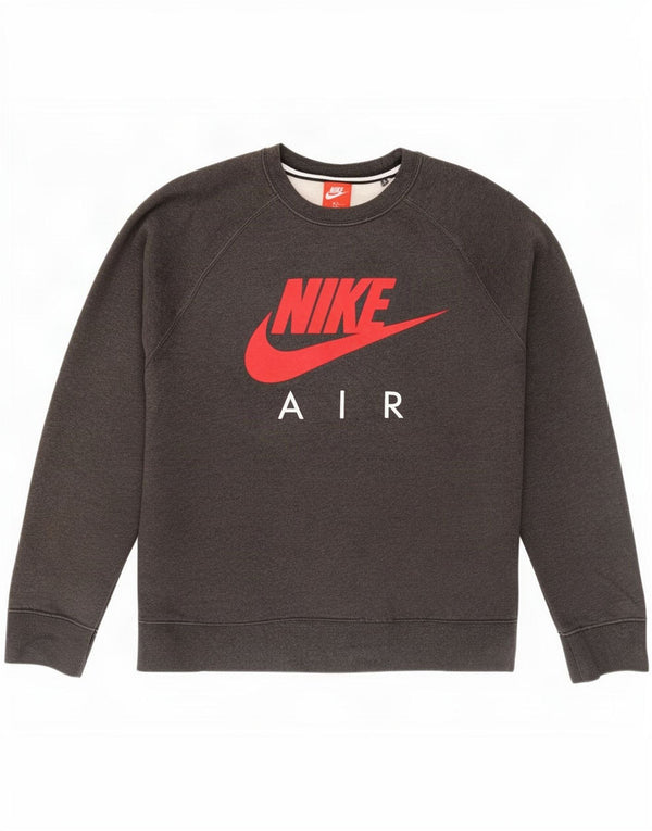 Мужской свитер с рисунком Nike, большой серый хлопковый джемпер с цветными блоками