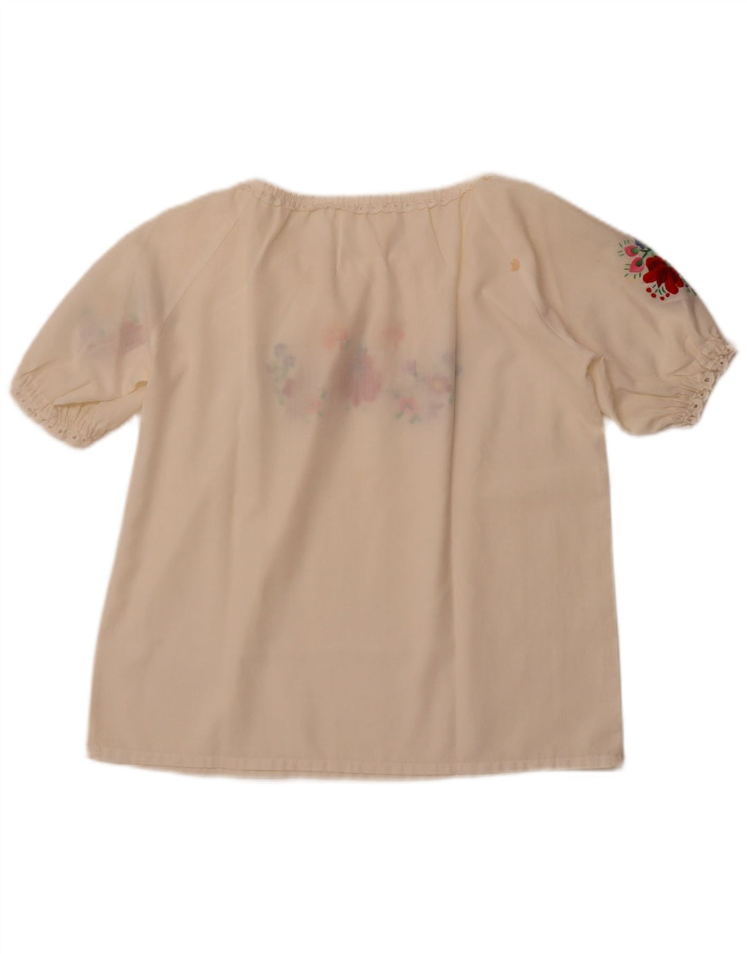 Женская блузка VINTAGE Top UK 16, большая с белым цветочным принтом