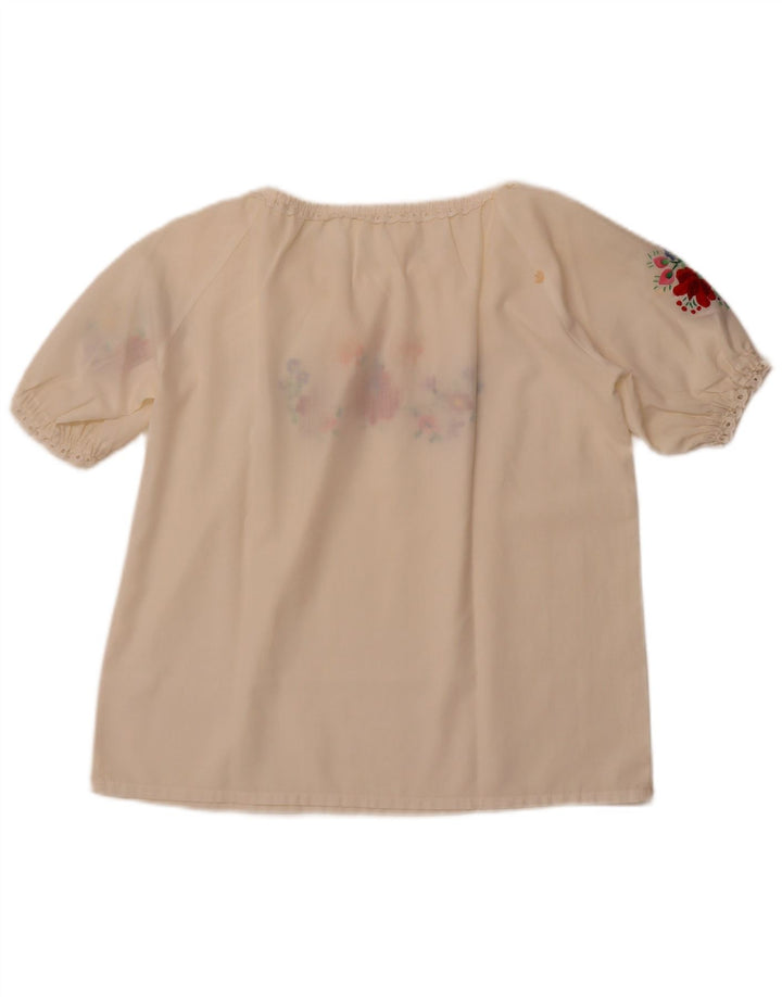 Женская блузка VINTAGE Top UK 16, большая с белым цветочным принтом